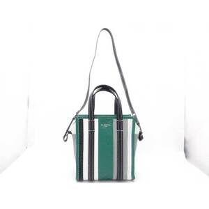 Balenciaga Green White Black Shopper Leather Bag Bazaar Shoulder